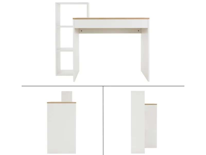 ML-Design Schreibtisch mit Regal Weiß Tischplatte in Sonoma-Eiche 110x72x40 cm