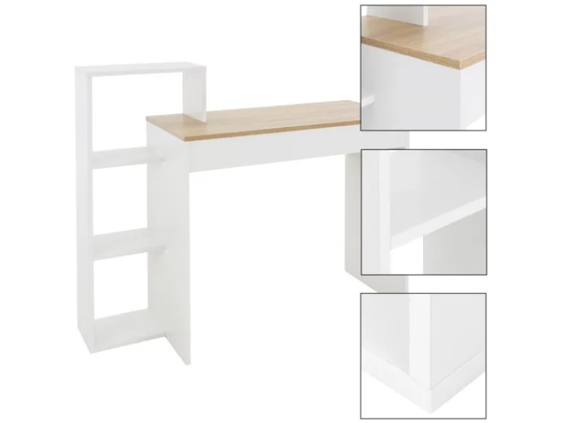 ML-Design Schreibtisch mit Regal Weiß Tischplatte in Sonoma-Eiche 110x72x40 cm