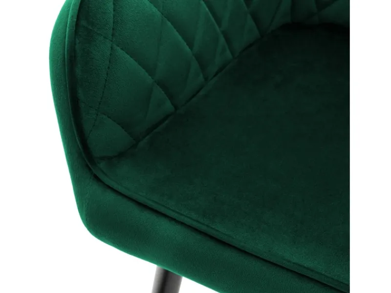 Online ML-Design Set 2 Esszimmerstühle mit Armlehne und Rückenlehne Dunkelgrün aus Samt