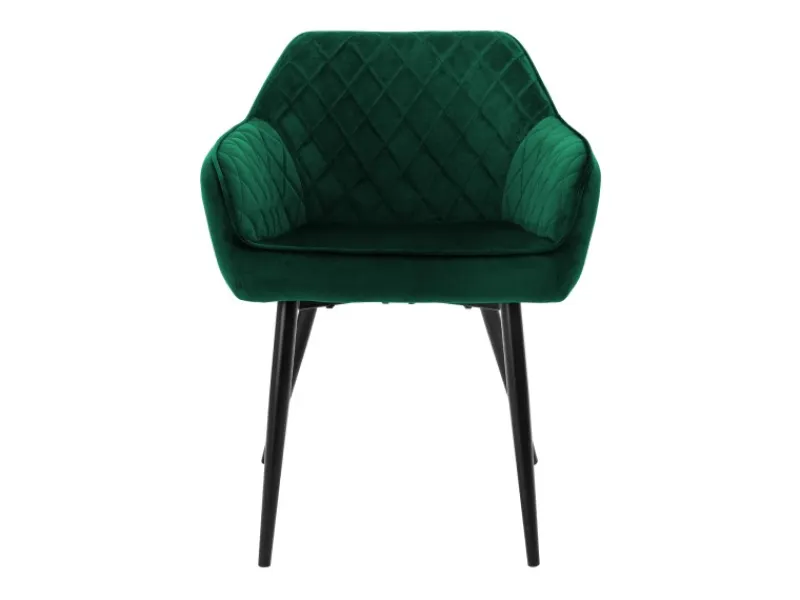 Online ML-Design Set 2 Esszimmerstühle mit Armlehne und Rückenlehne Dunkelgrün aus Samt