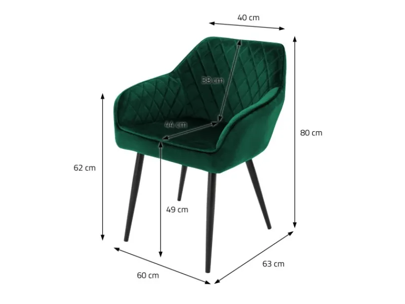 Online ML-Design Set 2 Esszimmerstühle mit Armlehne und Rückenlehne Dunkelgrün aus Samt