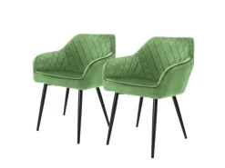 ML-Design Set 2 Esszimmerstühle mit Armlehne und Rückenlehne Salbei Samtbezug