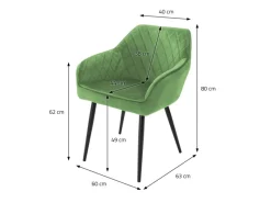 ML-Design Set 2 Esszimmerstühle mit Armlehne und Rückenlehne Salbei Samtbezug