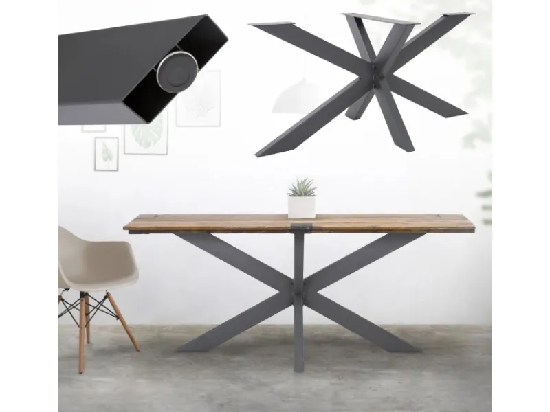 Discount ML-Design Tischgestell Spider 78x71x120 cm Anthrazit Kreuzgestell Kreuz X-Design