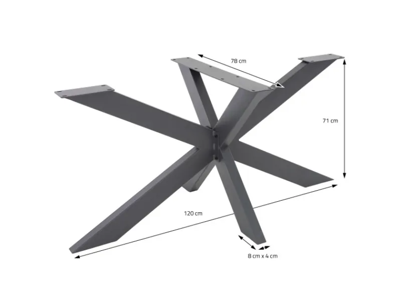 Discount ML-Design Tischgestell Spider 78x71x120 cm Anthrazit Kreuzgestell Kreuz X-Design