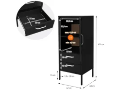 ML-Design Vitrinenschrank 42x102x40 cm Schwarz Metallschrank aus Stahl