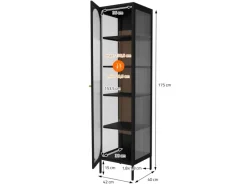 ML-Design Vitrinenschrank 42x175x40 cm Schwarz Schmale Vitrine Stahl