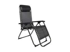 Discount Mojawo Luxus Comfort GartenstuhlRelaxsessel Relaxstuhl Liegestuhl Klappbar Verstellbar mit Kopfpolster Schwarz und Grau