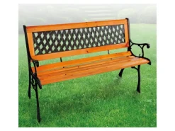 Mojawo Stabile und Massive Parkbank Holz MetallGartenbank Sitzbank 125 x 52 x 74 CM