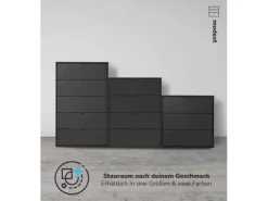 mokebo Kommode mit 3 Schubladen in Anthrazit Die Stilvolle Highboard Anrichte oder Sideboard