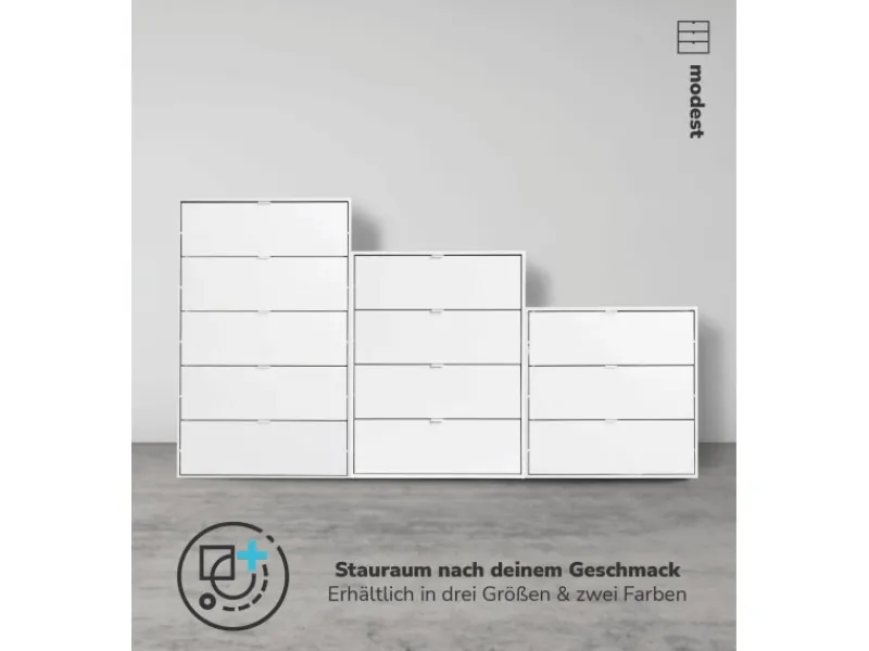Sale mokebo Kommode mit 5 Schubladen in Die Stilvolle Highboard Anrichte oder Sideboard Weiß