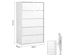 Sale mokebo Kommode mit 5 Schubladen in Die Stilvolle Highboard Anrichte oder Sideboard Weiß