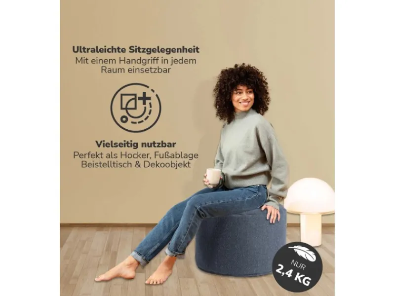 mokebo Pouf Hocker o Sitzhocker Der Ruhepouf Sitzpouf aus stoff in Blau