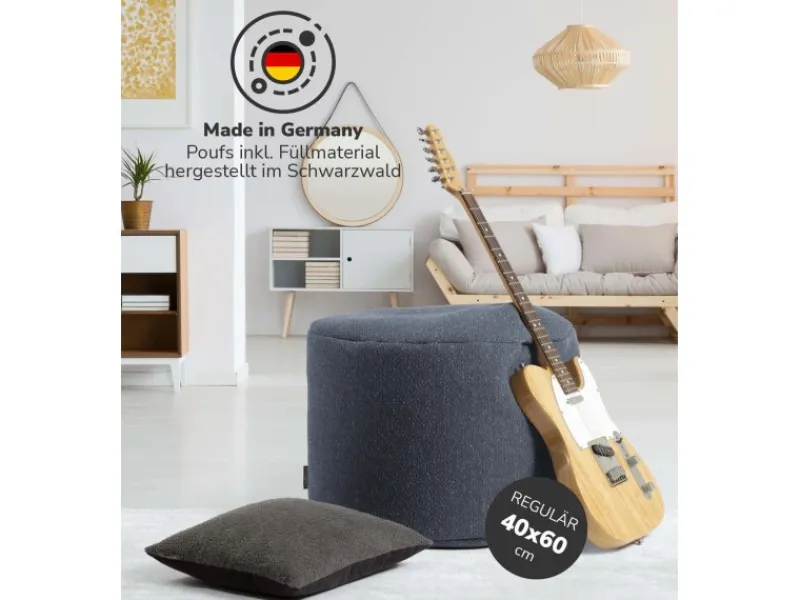 mokebo Pouf Hocker o Sitzhocker Der Ruhepouf Sitzpouf aus stoff in Blau