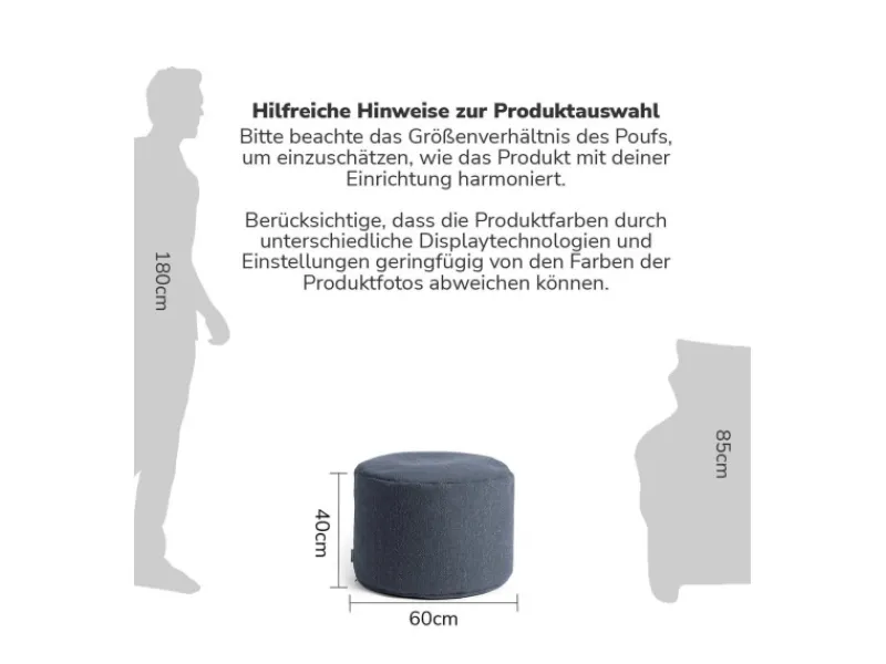 mokebo Pouf Hocker o Sitzhocker Der Ruhepouf Sitzpouf aus stoff in Blau