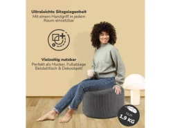 Clearance mokebo Pouf oder Sitzhocker aus Cord Der Faule Lenz Fußhocker in mit EPS-Perlen Füllung Anthrazit