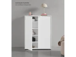 mokebo Schuhschrank Der Concierge Schuhregal mit zwei Türen Flurschrank oder Sideboard 74 cm breit in weiß