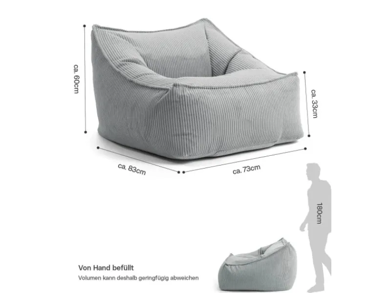mokebo Sitzsack Sessel aus Cord Der Lümmel XXL Sitzsack Cord Sessel oder Sitz Sessel in
