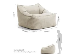 New mokebo Sitzsack Sessel aus Cord Der Lümmel XXL Sitzsack Cord Sessel oder Sitz Sessel in Beige