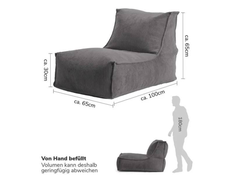 mokebo Sitzsack Sessel mit Hocker aus Cord Der Lümmel XXL Sitzsack Cord Sessel oder Sitz Sessel in