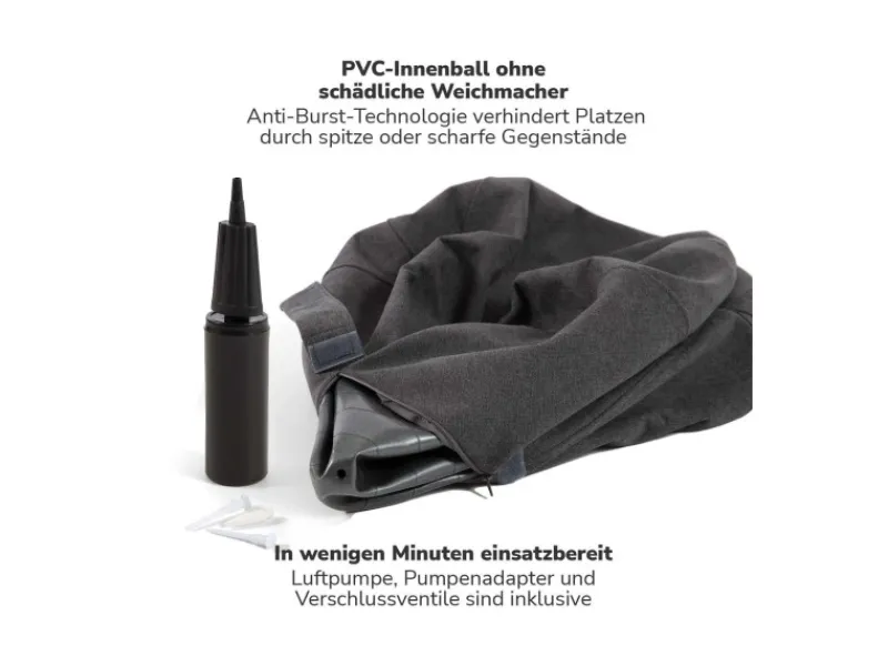 New mokebo Stoff Sitzball Büro Ergonomisch Der Sportliche Sitzball mit Pumpe 65cm Breite Ergonomische Bürostuhl Alternative Grau