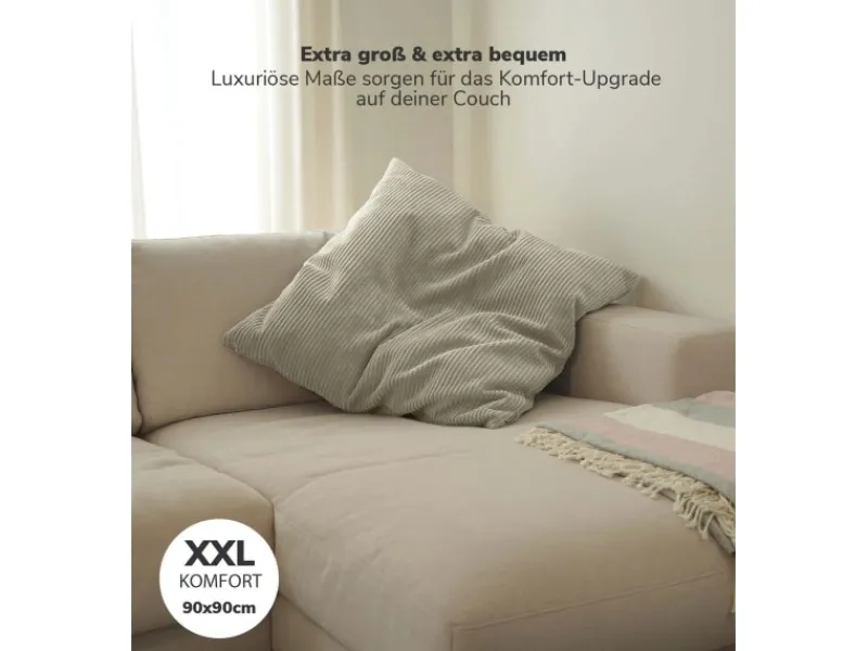 Clearance mokebo XXL Sofakissen Das Anschmiegsame Riesenkissen oder Kissen aus Cord in Beige