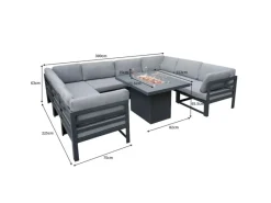 Best Monstershop Modulares Gartenlounge Set mit integrierter Feuerstelle