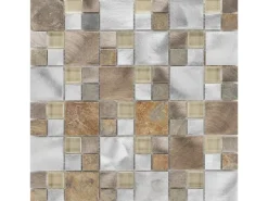 New Mosaik Glas & Aluminium Silver Slate Beige Grey 30 cm x 30 cm