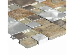 New Mosaik Glas & Aluminium Silver Slate Beige Grey 30 cm x 30 cm