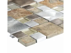 New Mosaik Glas & Aluminium Silver Slate Beige Grey 30 cm x 30 cm