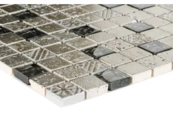 Sale Mosaik Glas & Stein Maya Silver 30 cm x 30 cm Silber