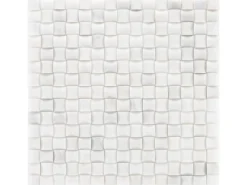 Discount Mosaik Marmor Basket 3D poliert 30 cm x 30 cm Weiß