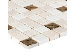New Mosaik Marmor Roma Gold 30 cm x 30 cm Creme-Gold