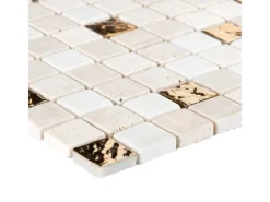 New Mosaik Marmor Roma Gold 30 cm x 30 cm Creme-Gold