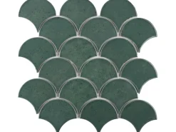 Discount Mosaikmatte Castello Fächer Keramik 29,2 cm x 30,3 cm Dunkelgrün