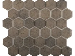Sale Mosaikmatte Castello Hexagon Keramik 32 cm x 28 cm Grau