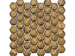 Mosaikmatte Ebru Hexagon Glas 29 cm x 29 cm