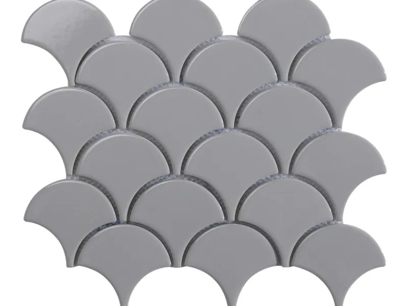 Sale Mosaikmatte Fächer Keramik 26 cm x 22 cm Grau