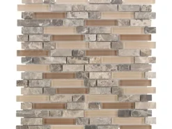 Mosaikmatte Glas & Stein Combi Castanho Line 29,8 cm x 30,4 cm