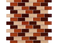 Best Mosaikmatte Glas Brick Braun Beige Mix 30 cm x 30 cm