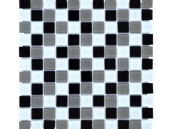 Mosaikmatte Glas Schwarz Beige Weiß Translucent 30 cm x 30 cm