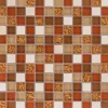 Mosaikmatte Glas und Naturstein Orange Creme 30 cm x 30 cm
