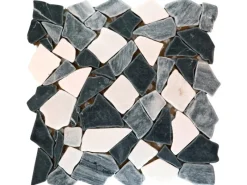 Best Mosaikmatte Polygonal Schwarz Grau Weiß 30 cm x 30 cm Schwarz-Grau-Weiß