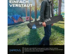 New 24Move Campingstuhl faltbar Klappstuhl gepolstert inkl. Tragetasche - 150kg - schwarz