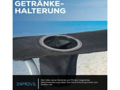 New 24Move Campingstuhl faltbar Klappstuhl gepolstert inkl. Tragetasche - 150kg - schwarz