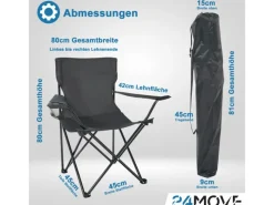 24Move Campingstuhl Faltstuhl Grün Mit Getraenkehalter Tragetasche Outdoor Faltbar Max 100Kg Anglerstuhl Polyester