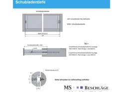 MS Beschläge Teilauszug 438 mm Nutauszug 17 mm Führungsschiene
