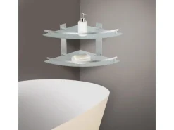 Online MSV Eck-Duschregal Tabarca Alu & Glas 24 cm x 24 cm x 30 cm