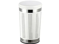 MSV Wäschekorb Edelstahl mit Sitzdeckel Gepolstert 46 l