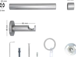 New mydeco Maß-Gardinenstange mit Endstück Cap Edelstahl Ø 2 cm x 140 cm